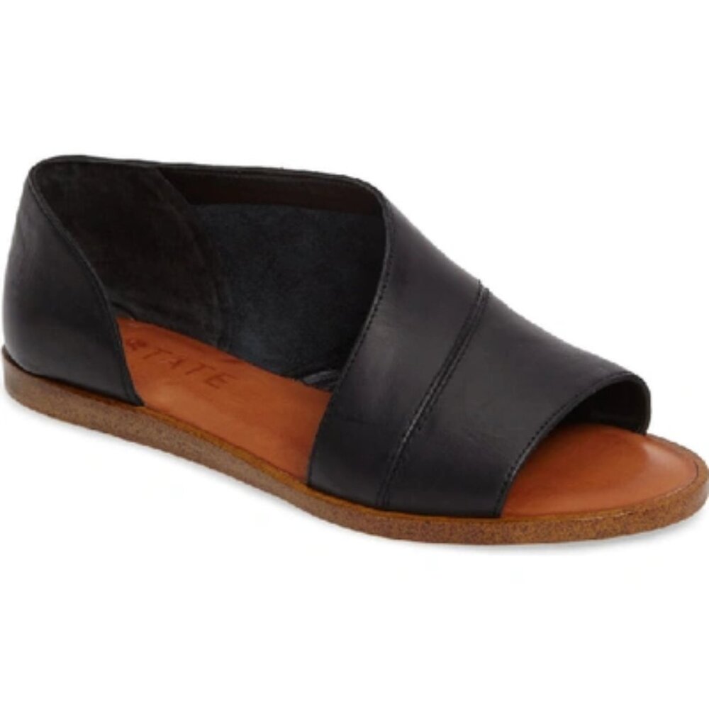 1. State Celvin Sandals Flats Black Leather Sz 9.5